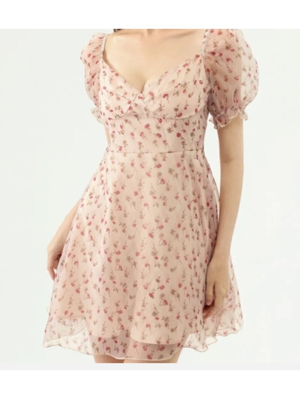 NWT pink floral Cider sweetheart neck puff sleeve garden party cottage core
